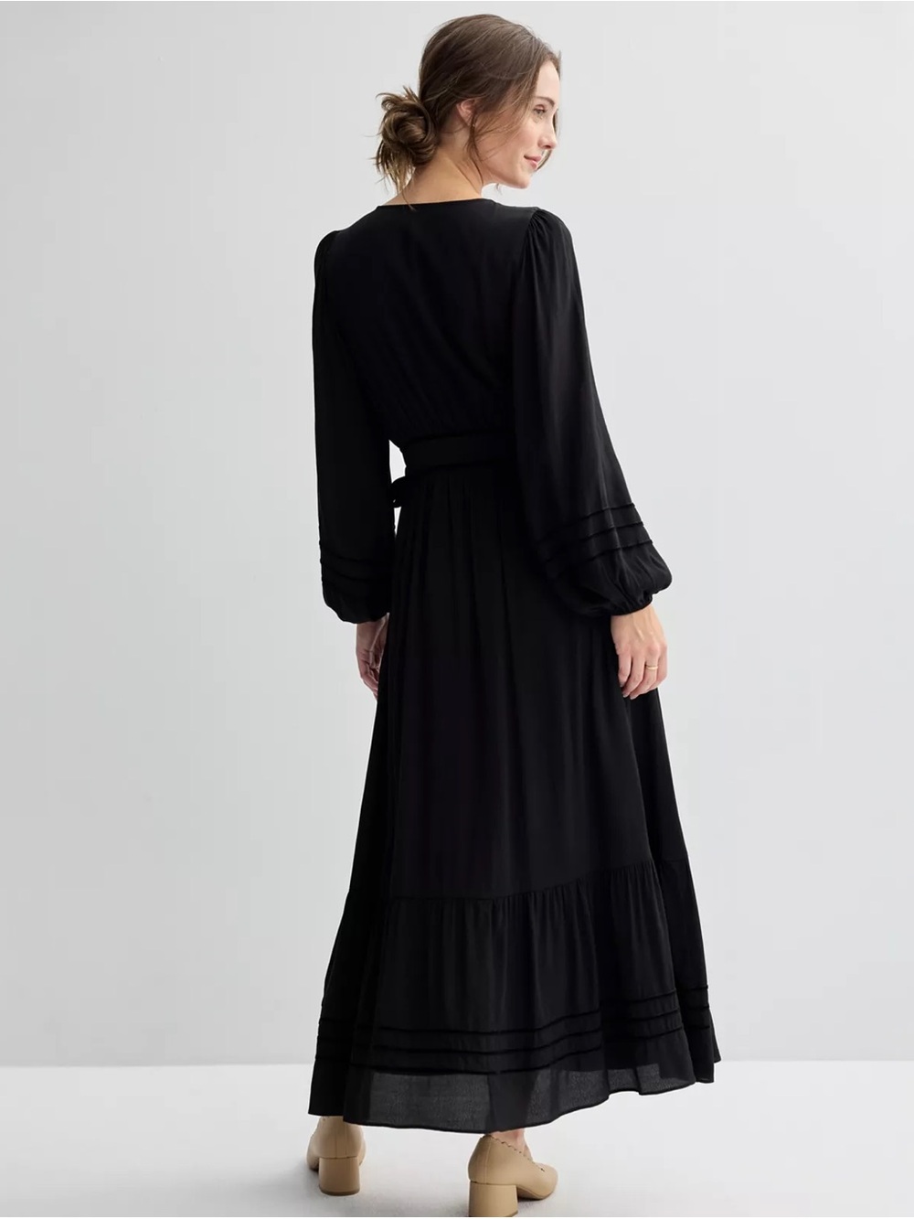 Farmers Market Women’s Black Maxi Dress with Long Sleeves - Picture 2 of 5